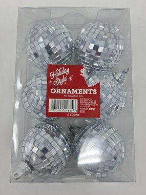 New Holiday Style Silver Mirrored 2" Disco Ball Ornaments Christmas & New Year